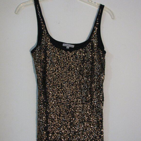 * 2/$15 Charlotte Russe Sequin Tank Top Small Gold Bling Stretch - Picture 1 of 2